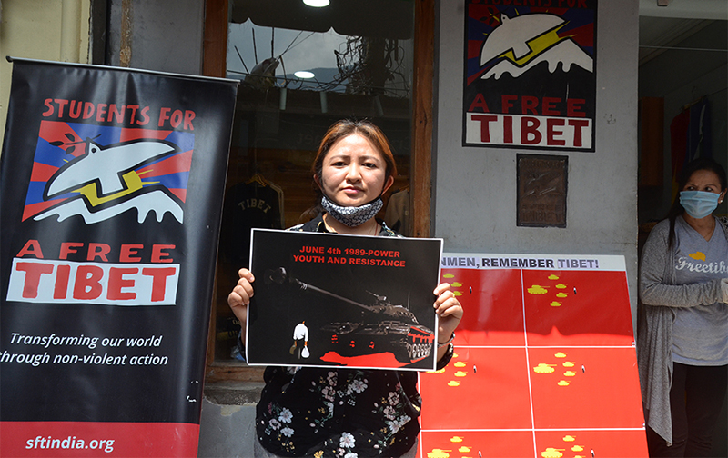 Tibetan activists and supporters commemorate the Tiananmen Square massacre