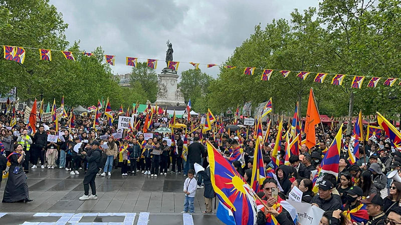 Four thousand Tibetans from ten European countries gathered at Place de la République in France on May 5, 2024 to protest against Chinese President Xi Jinping's visit to Paris and other European countries. (Photo: file)