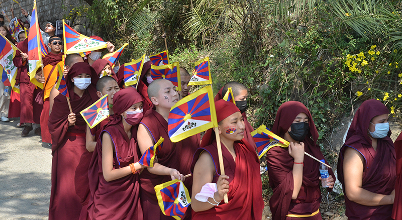 Tibetans march for human rights in Tibet. (Photo: TPI/Yangchen Dolma)