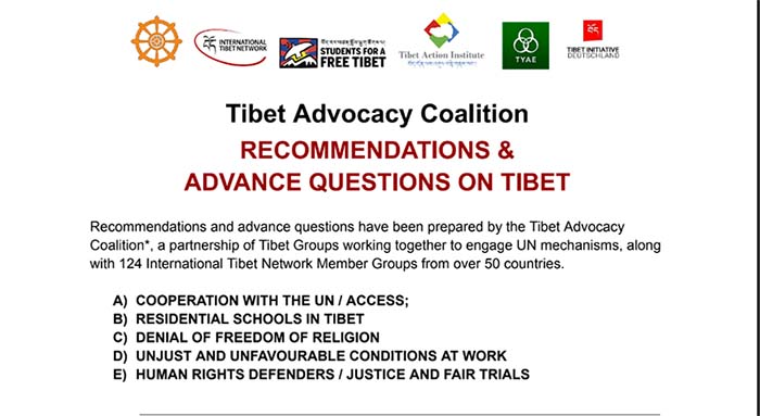 Recommendations of Tibet Advocacy Coalition. (Photo: file)