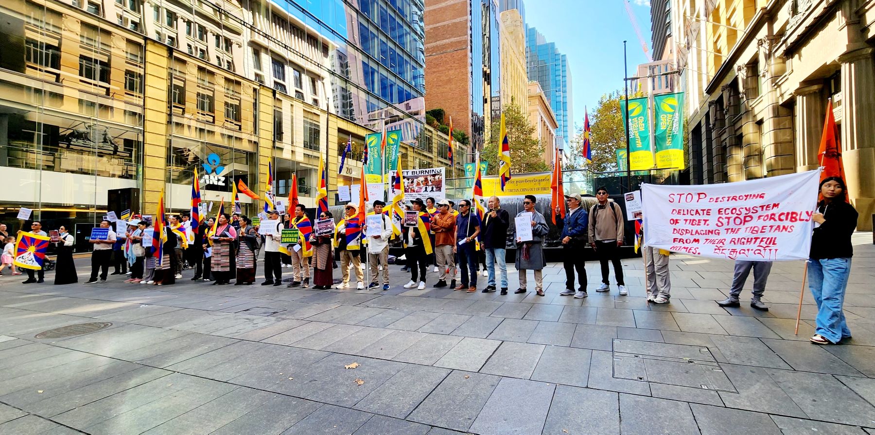 Tibetan rally in solidarity Martin Place in Sydney, Australia, on March 23, 2024, condemning recent crackdowns in eastern Tibet. Photo: TPI