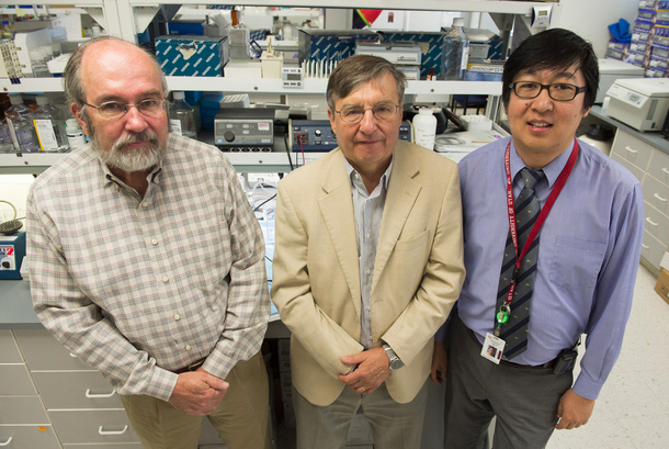 Donald A McClain, Josef Prchal, and Tsewang Tashi at the University of Utah Medical Center, Friday, August 15, 2014. Photo: Rick Egan/The Salt Lake Tribune