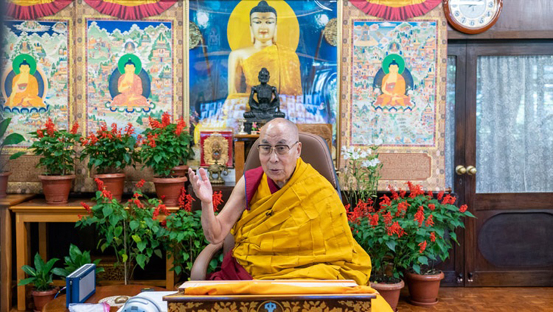 His Holiness the Dalai Lama speaking to Indonesian students at his residence in Dharamsala, HP, India on August 11, 2021. Photo: Ven Tenzin Jamphel 