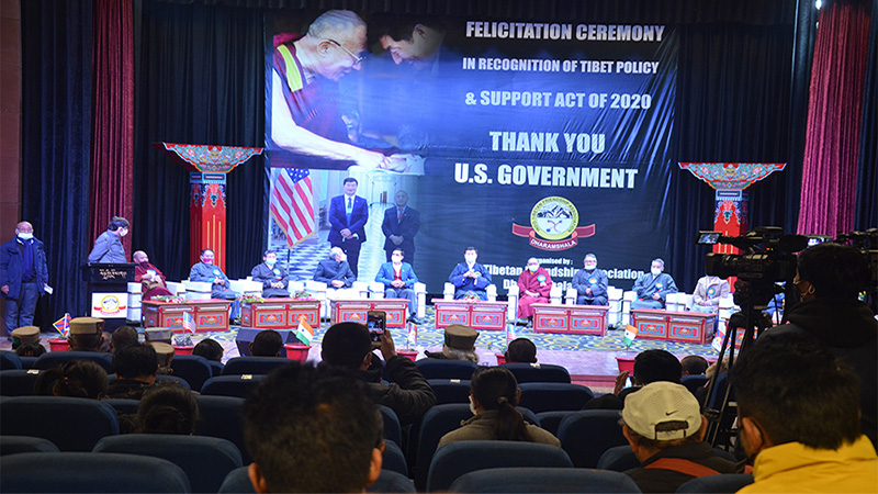 A felicitation ceremony was held in at the auditorium of Tibetan Institute of Performing Arts (TIPA) in recognition of the Tibetan Policy and Support Act 2020 (TPSA) on January 16, 2021. Photo: TPI/ Yangchen Dolma