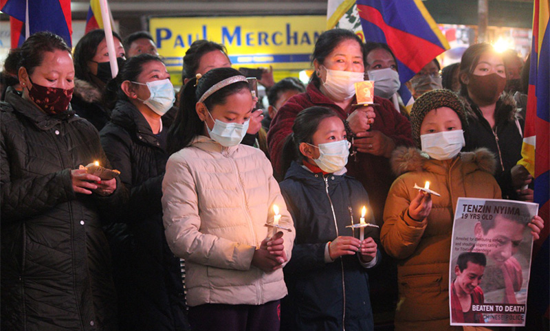 Tibetan NGOs organized a candlelight vigil for Shurmo and Tenzin Nyima, at McLeod Ganj Main Square on January 26, 2021.These two young Tibetans died untimely under the brutal regime of Communist China.  Photo:TPI/Tashi Dhondup