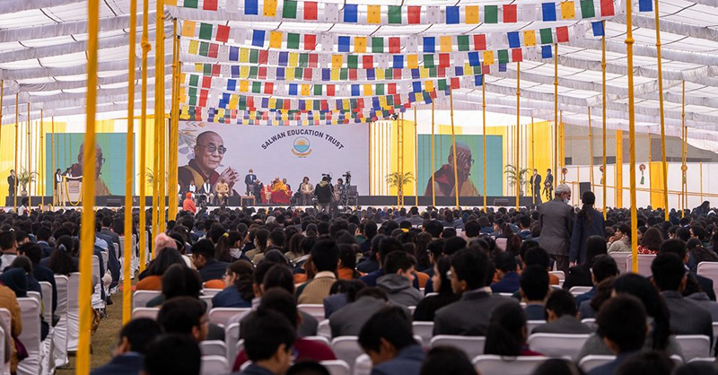 His Holiness the Dalai Lama addressing teachers and students at Salwan Education Trust, December 21, 2022. Photo: OHHD/ Tenzin Choejor