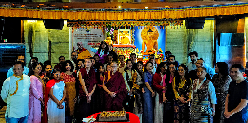 Tibetans and local Indians celebrated the 87th birthday of His Holiness the 14th Dalai Lama in Versova, Mumbai, July 6, 2022. Photo: Uday Garg