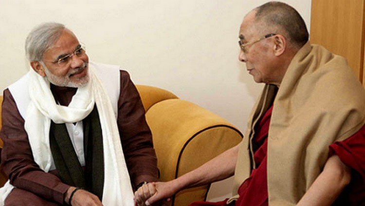His Holiness the Dalai Lama with Narendra Modi, Prime Minister of India. Photo: File