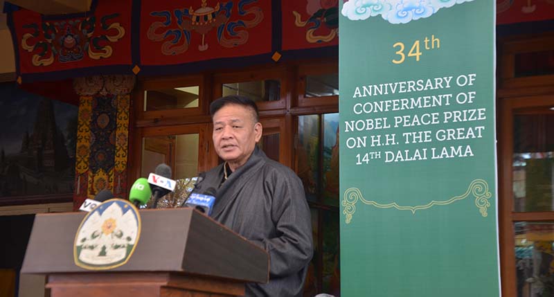 Sikyong Penpa Tsering read out the statement of the Kashag (Cabinet) on the human rights day on December 10, 2023. (Photo: TPI)