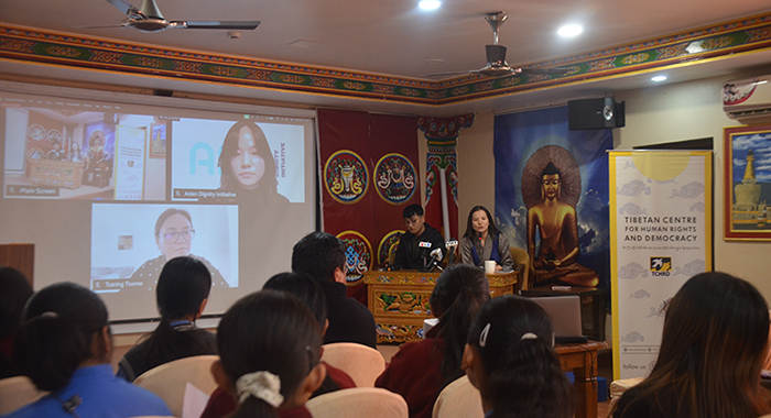 TCHRD held a press conference in the hall of Norbu House, Mcleod Ganj, Dharamshala, HP, India, on December 9, 2023. (Photo: TPI)