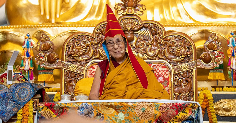 His Holiness the Dalai Lama at Palyul Namdroling Monastery, Bodhgaya, Bhihar, India on January 18, 2023. Photo: OHHDL/ Tenzin Choejor
