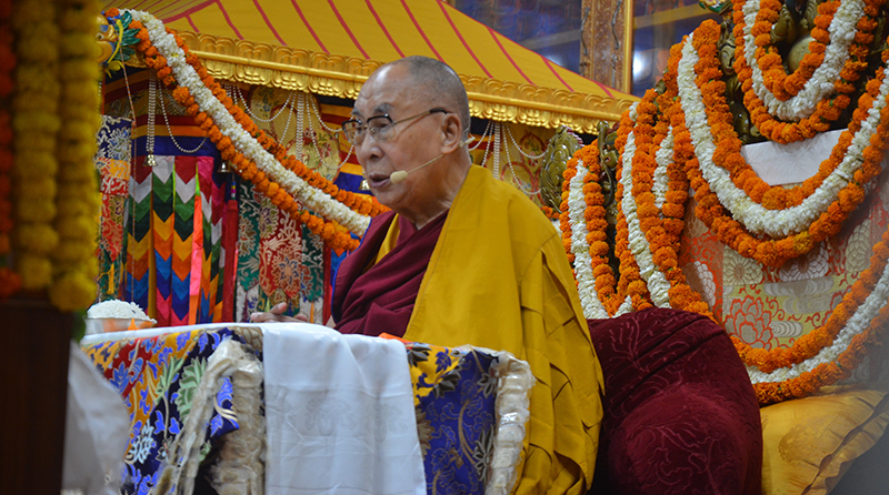 His Holiness the Dalai Lama addressing the public at the main Tibetan Temple in Dharamsala, India on May 24, 2023. Photo: TPI 