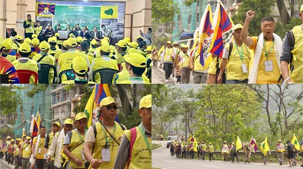 The peace marchers of the "Tibet-Matters-March" walk on the roads of Gangtok on April 29, 2023. Photo: TYC