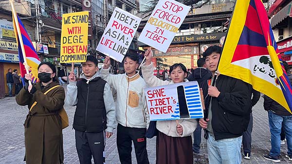 Tibetans in Dharamshala expressed their solidarity with Tibetans in the Dege County, Tibet, Feb 22, 2024.