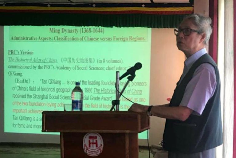 Professor Hon Shiang Lau presents on pre 1949 China and Tibet on April 21, 2018. Photo: TPI/Yangchen Dolma
