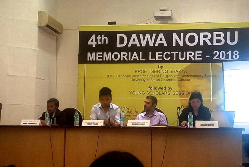 Tibetan political scientist Dawa Norbu's memorial lecture was held at Jawaharlal Nehru University, New Delhi on April 9, 2018. Photo: TPI/Yangchen Dolma