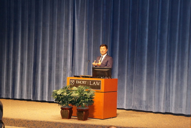 CTA President Dr Lobsang Sangay delivering the Berman lecture at Emory University in Atlanta on April 9, 2018. Photo: CTA/DIIR