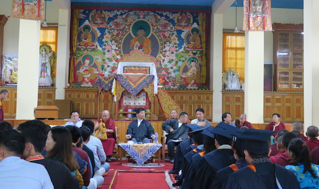 President Dr Lobsang Sangay at the 20th founding anniversary of Sarah College for Higher Tibetan Studies, in Dharamshala, India, on August 14, 2018. photo: CTA/DIIR