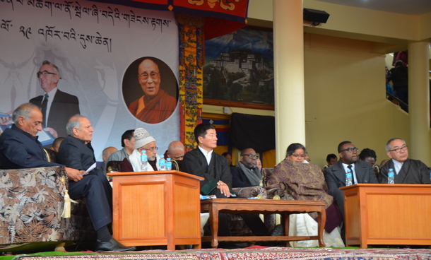 President Dr Lobsang Sangay with guests during the 29th Anniversary of Conferment of the Nobel Peace Prize on His Holiness the Great 14th Dalai Lama of Tibet, in Dharamshala, India, on December 10, 2018. Photo: TPI/Tenzin Dhargyal