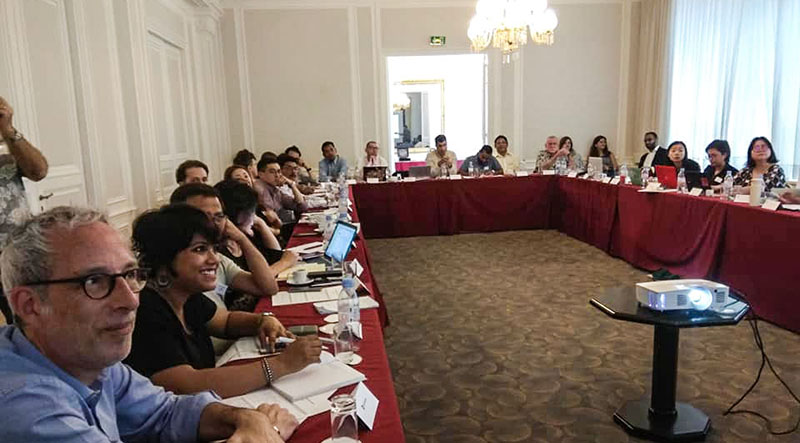 Asia-Pacific correspondents gather for the opening session of the RSF consultation in Paris, on July 4, 2018. Image: David Robie/PMC