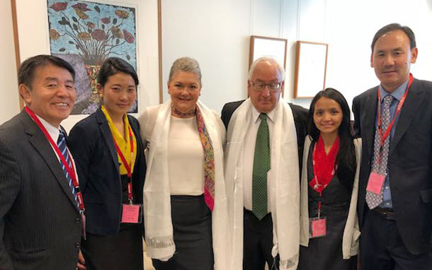 Nyima Lhamo, niece of late Tulku Tenzin Delek Rinpochewith Honourable Meryln Swanson and Michael Danby, Australian Member of Parliament, in Canberra, Australia, on March 27, 2018. Photo: OOT Australia