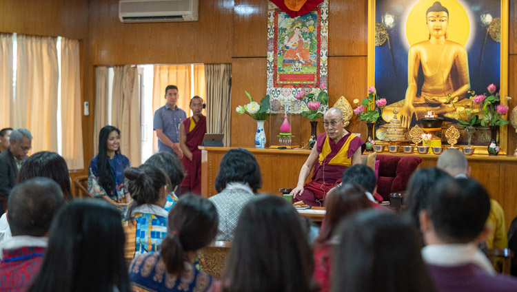 His Holiness the Dalai Lama speaking to groups from Vietnam at his residence in Dharamsala, HP, India on May 21, 2018. Photo by Tenzin Choejor