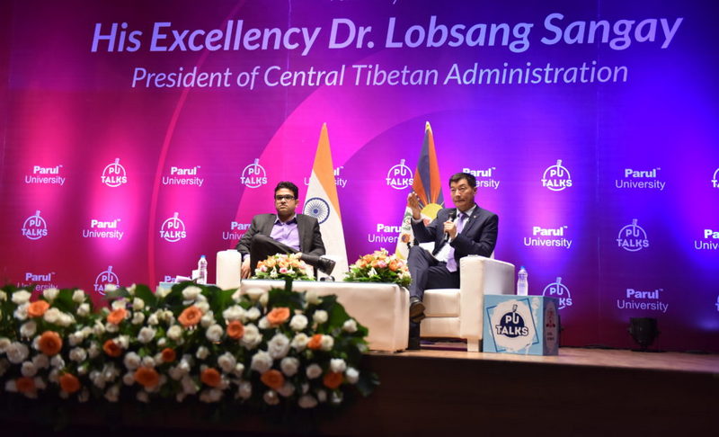 President of Central Tibetan Administration Dr Lobsang Sangay at Parul Univeristy in Vadodara, Gujarat, India, on August 7, 2019. Photo: Tenzin Jigme/CTA