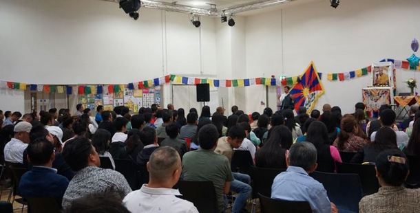 President Dr Lobsang Sangay speaking to the Tibetan community in Britain at Stratford, London, June 22, 2019. Photo: Office of Tibet, London