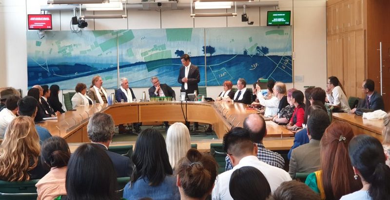 President Dr Lobsang Sangay presents a talk on ‘Geopolitics of China in Europe: Tibet, a case study’ at the All Party Parliamentary Group for Tibet Meeting at Boothroyd Room, Portcullis House, London, UK, on June 26, 2019. Photo: Office of Tibet, London