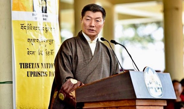 President of the Central Tibetan Administration, Dr Lobsang Sangay addressing the public on the 60th Anniversary of the Tibetan National Uprising Day, in Dharamshala, India, on March 10, 2019. Photo: CTA 
