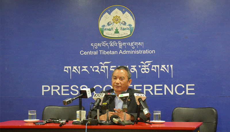 Tsewang Gyalpo Arya, Secretary of the Department of Information and International Relations of the CTA, speaking to the media in Dharamshala, India, on October 1, 2019. Photo: TPI/Yangchen Dolma