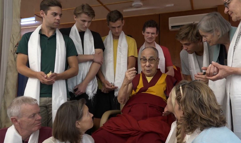 His Holiness the Dalai Lama speaking to a group from Denmark, at his residence in Dharamshala, HP, India, on September 11, 2019. Photo: TPI
