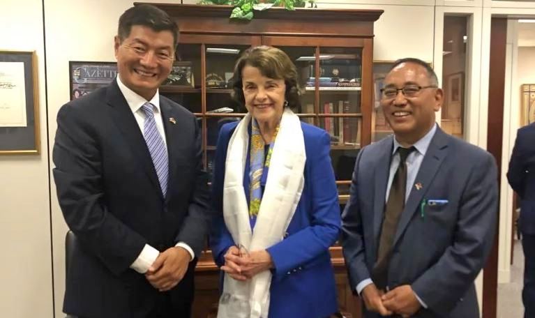 President Dr Lobsang Sangay and Representative Ngodup Tsering, OOT-DC meets with the senator for California, Dianne Feinstein who agrees to co-sponsor the new Tibet Policy Act. Photo: OOT