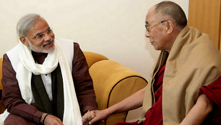His Holiness the Dalai Lama with Narendra Mod. Photo: File