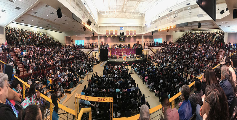 A panoramic view of more than 4000 in attendance at President Dr Sangay’s commencement at Santa Fe Indian School. Sikyong Office