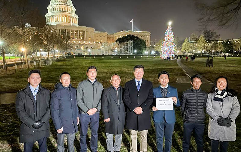 Representative Ngodup Tsering and staff of Office of Tibet, Washington DC with the Sikyong in front of the US Congress during the passage of the TPSA, on Tuesday, December 22, 2020. Photo: OOT—Washington DC