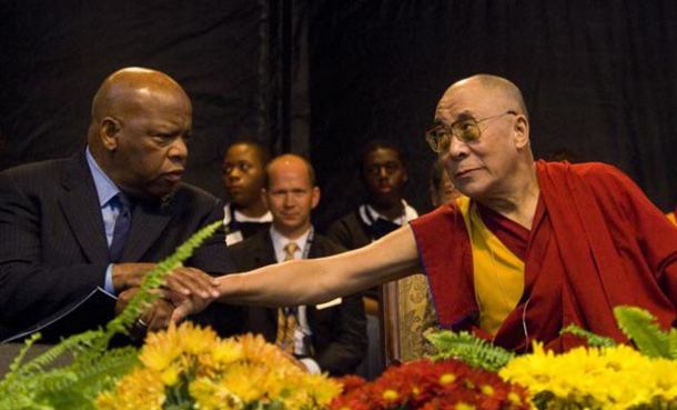 His Holiness the Dalai Lama with Congressman John Lewis, during his visit to USA in 2007. Photo: File